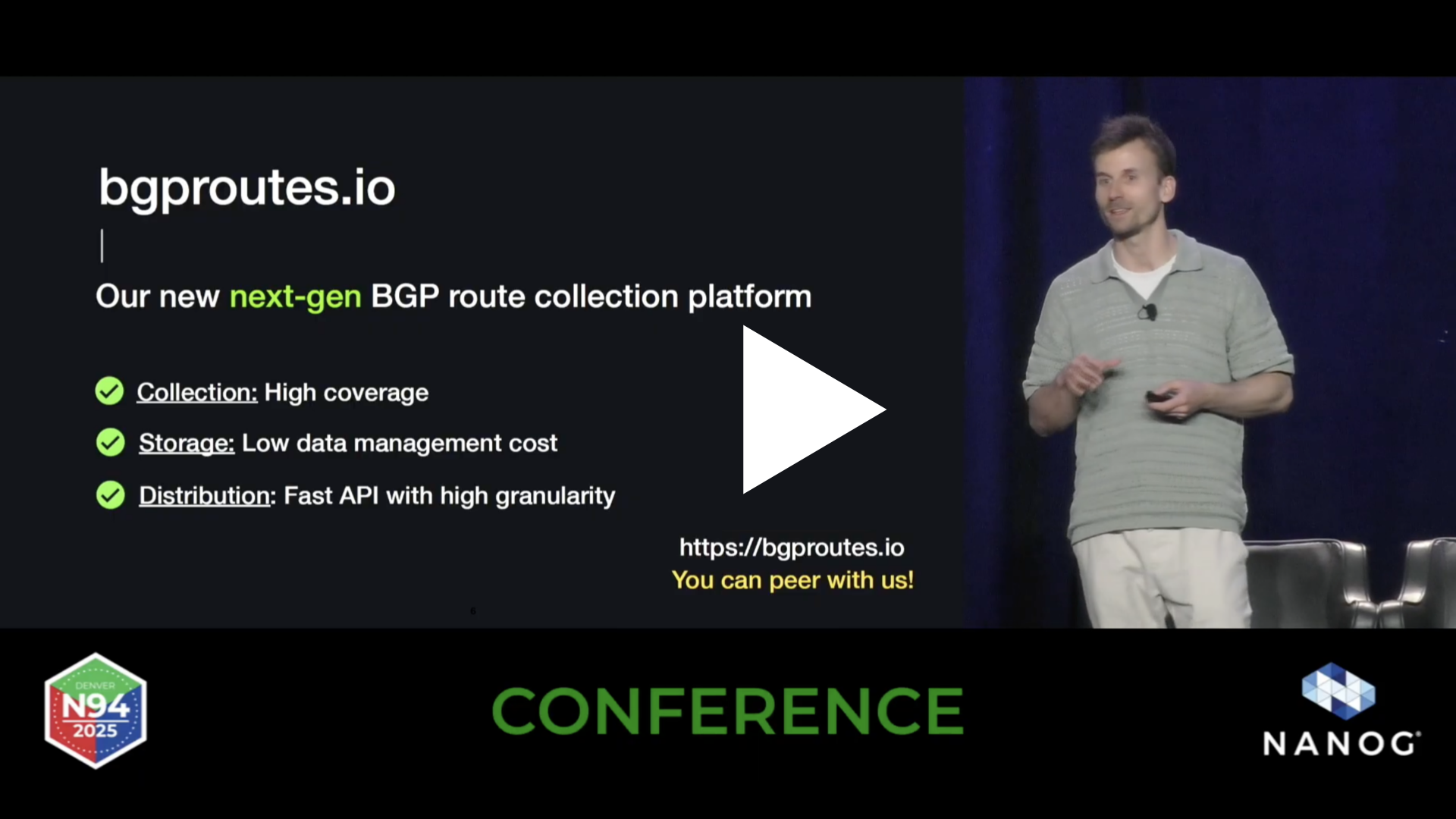 Watch the bgproutes.io NANOG'94 presentation on YouTube